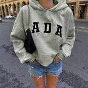 Cozy Letter Hoodie for Women - Loose Fit, Fleece Lined