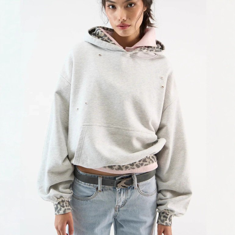 Color-Blocked Camouflage Hoodie for Women - Loose Fit Japanese Style