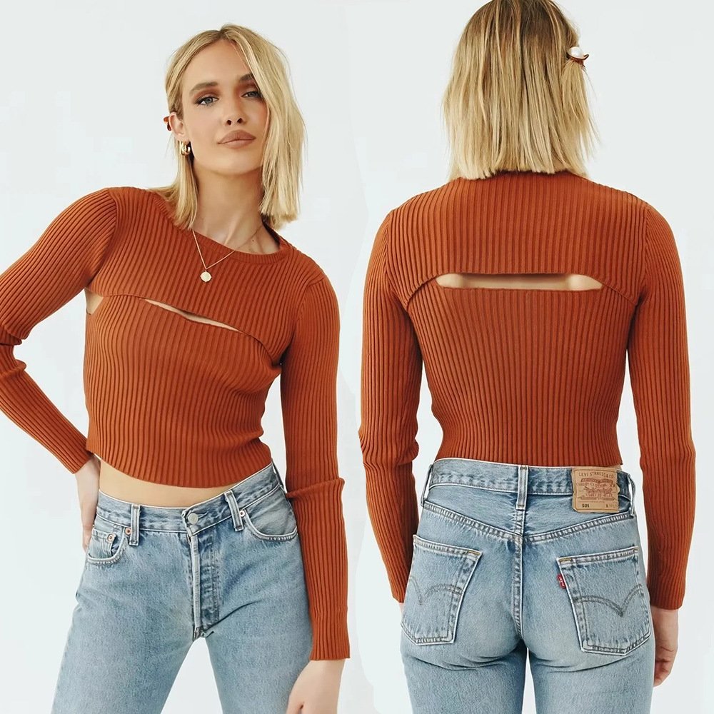 Women's Slim Knit Layering Long Sleeve Top