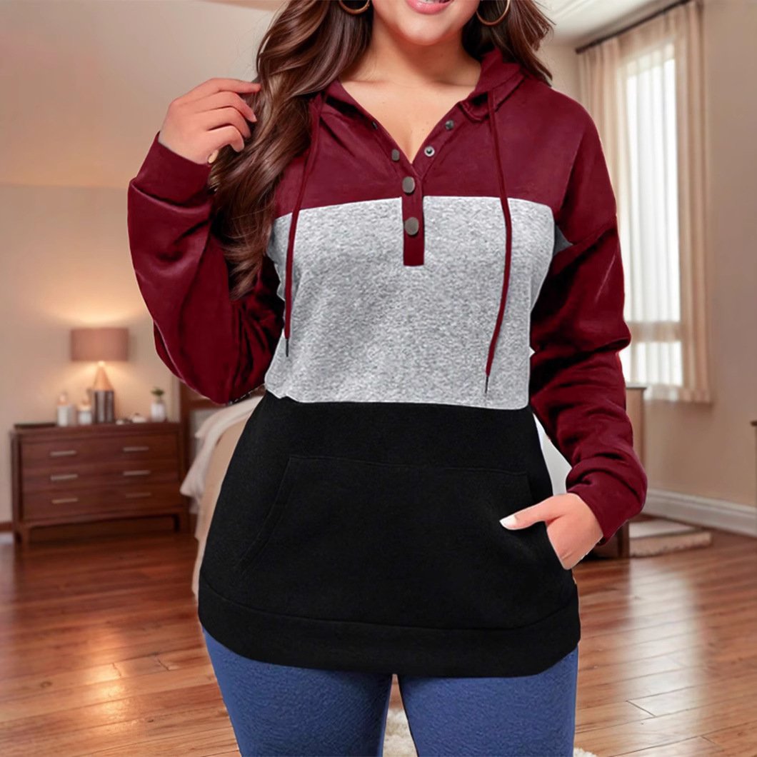 Cozy Color-Blocked Hoodie for Women