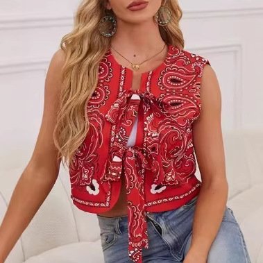 Casual Tie-dye Printed Cotton Vest for Women