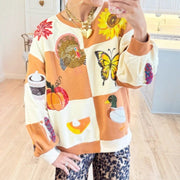 Cozy Fall Sweatshirt with Pumpkin Design