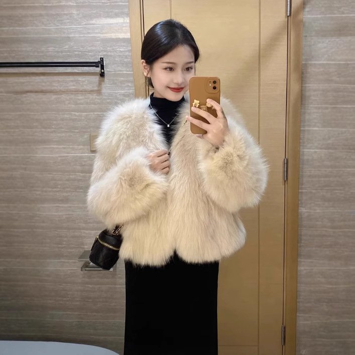 Cozy Fuzzy V-Neck Button-Up Coat for Women