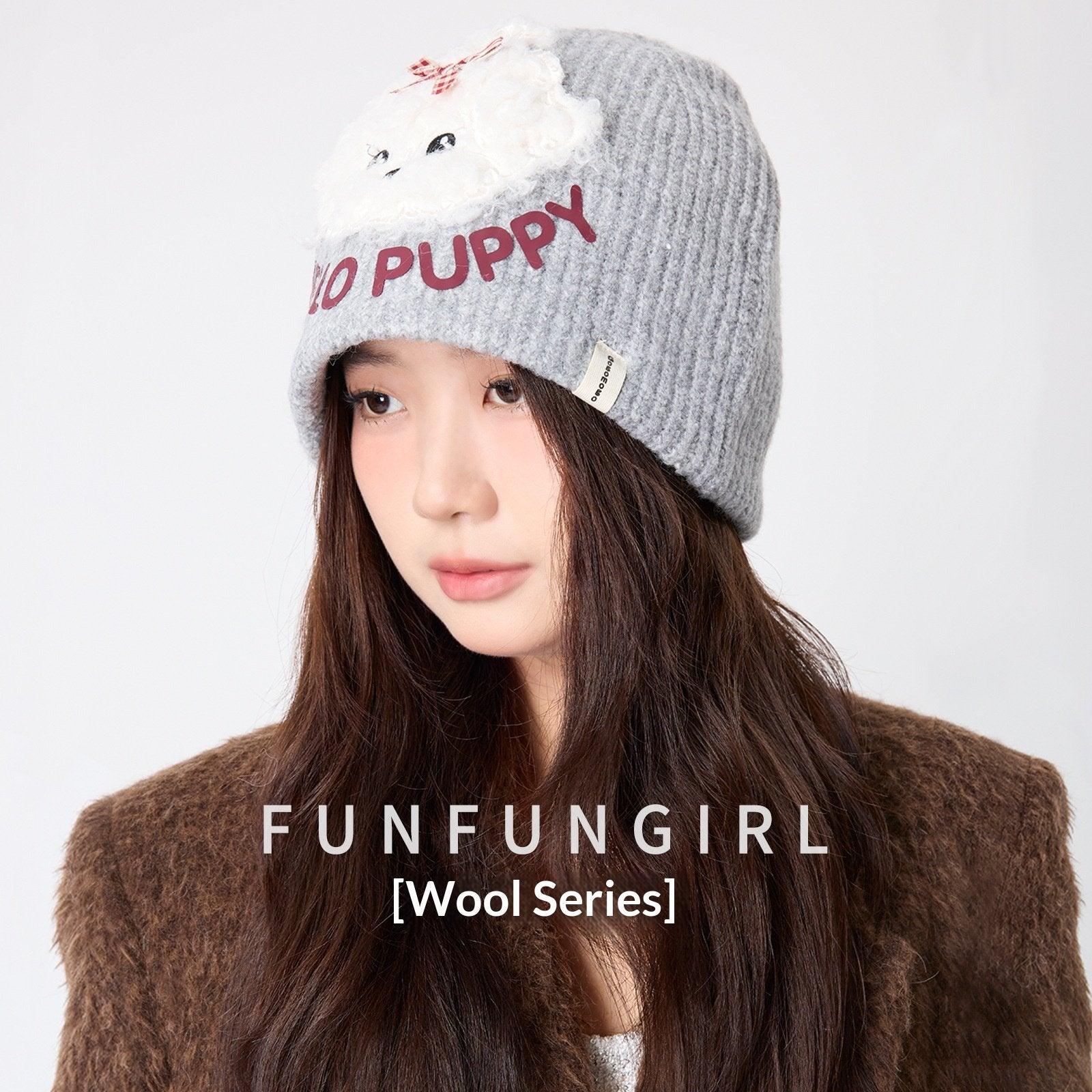 Warm Wool Knitted Women's Puppy Hat