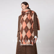 Stay Warm in Style with Diamond Pattern Wool Scarf & Neck Warmer