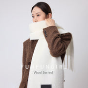 Women's Thickened Wool Scarf, Warm Neck Wrap, 36x200cm
