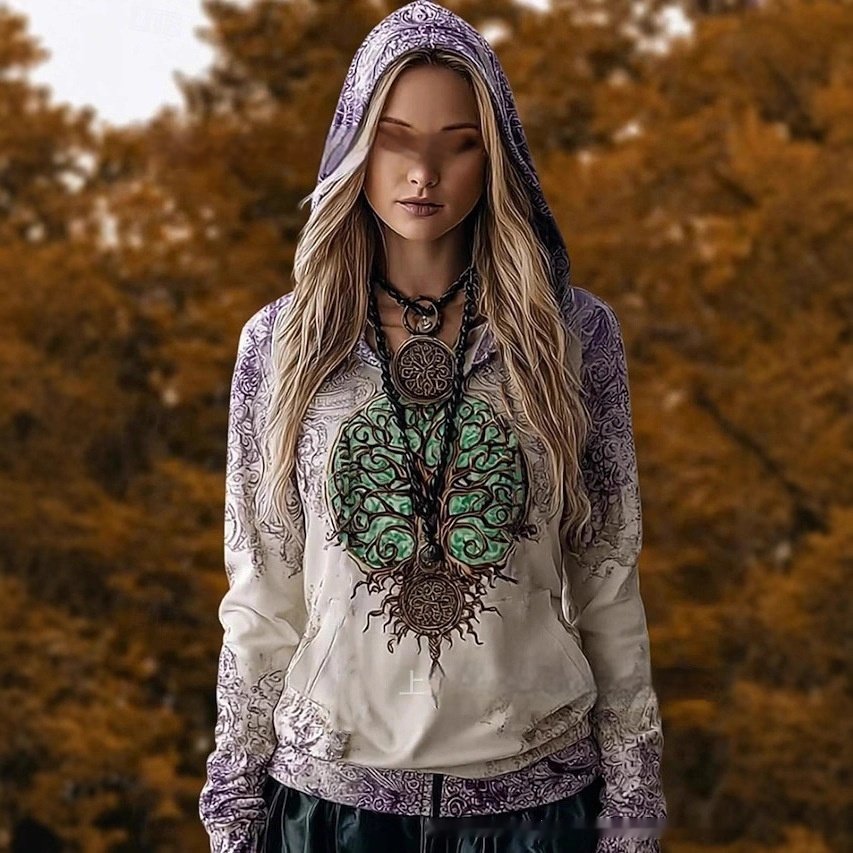 Retro Floral Hoodie for Women