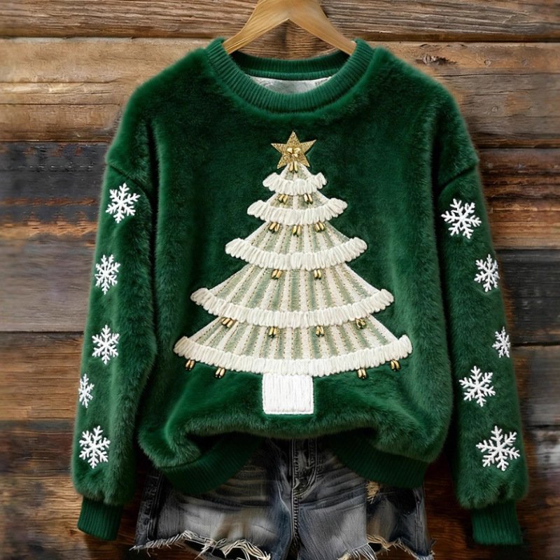 Retro Green Unisex Sweater for Women