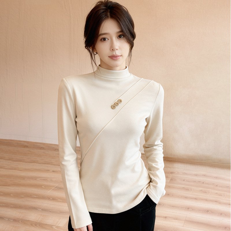 Cozy Fleece Half Turtleneck Button-Up Women's Base Layer