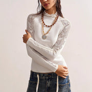 Women's Elegant Lace Hollow-Out Long-Sleeve Top