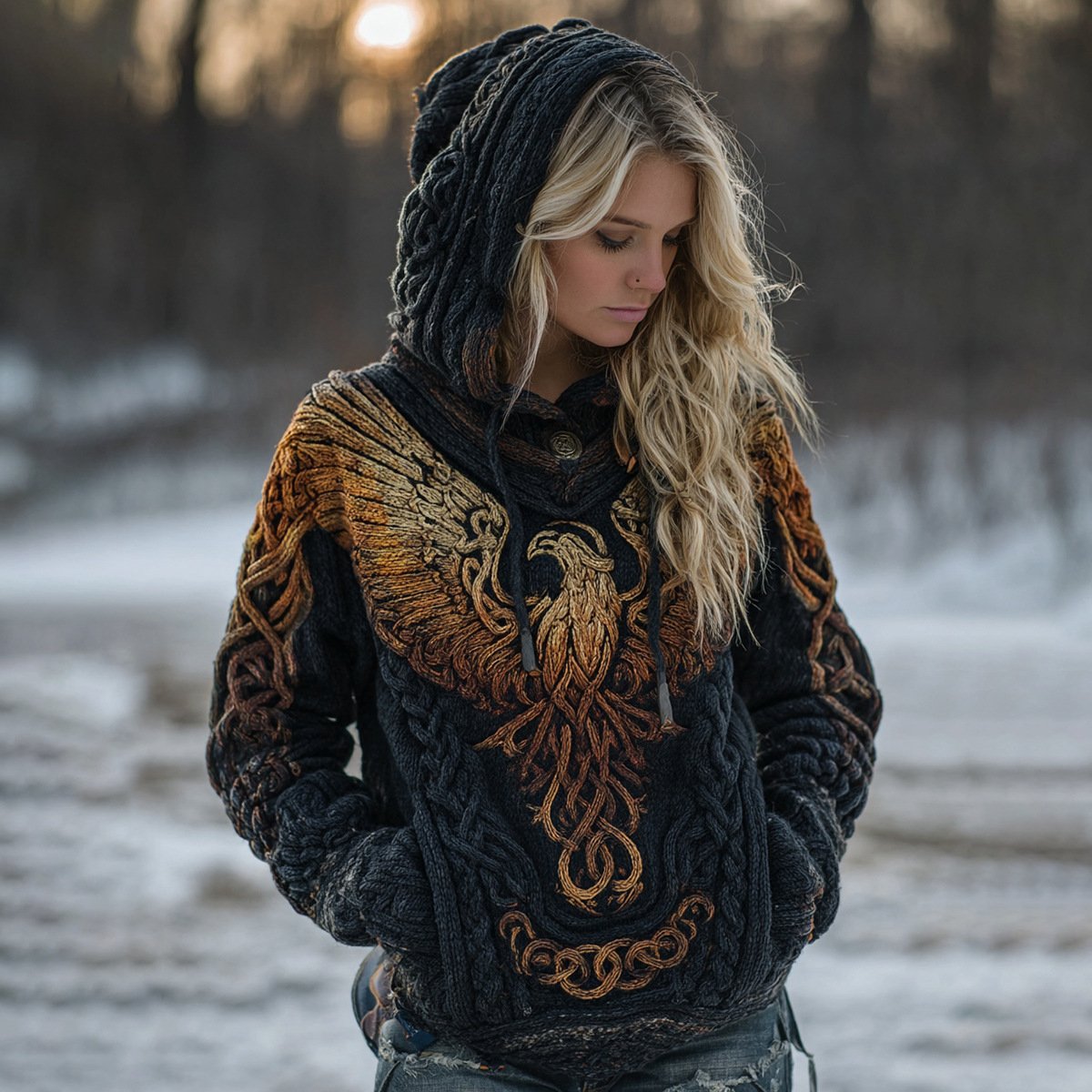 Cozy Lady's Long-sleeve Hooded Sweater
