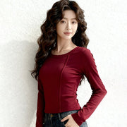 Slim Square Neck Fleece Long Sleeve Top