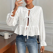 Chic Tie-Front Long-Sleeve Casual Women's Top