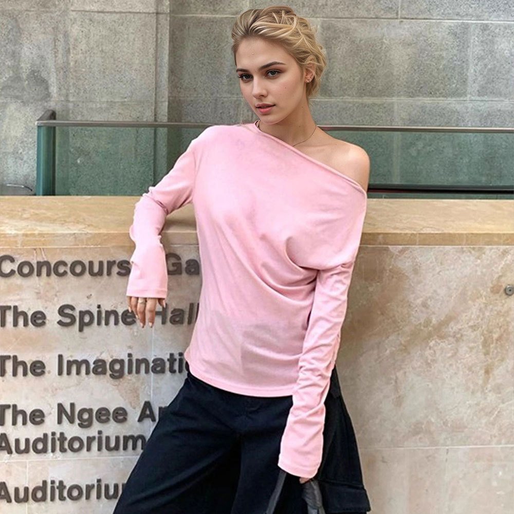 Off-the-Shoulder Long-Sleeve Slimming Top