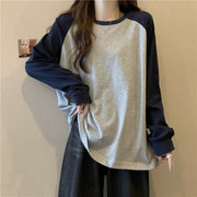 Colorblocked Raglan Long Sleeve Casual Women's Top
