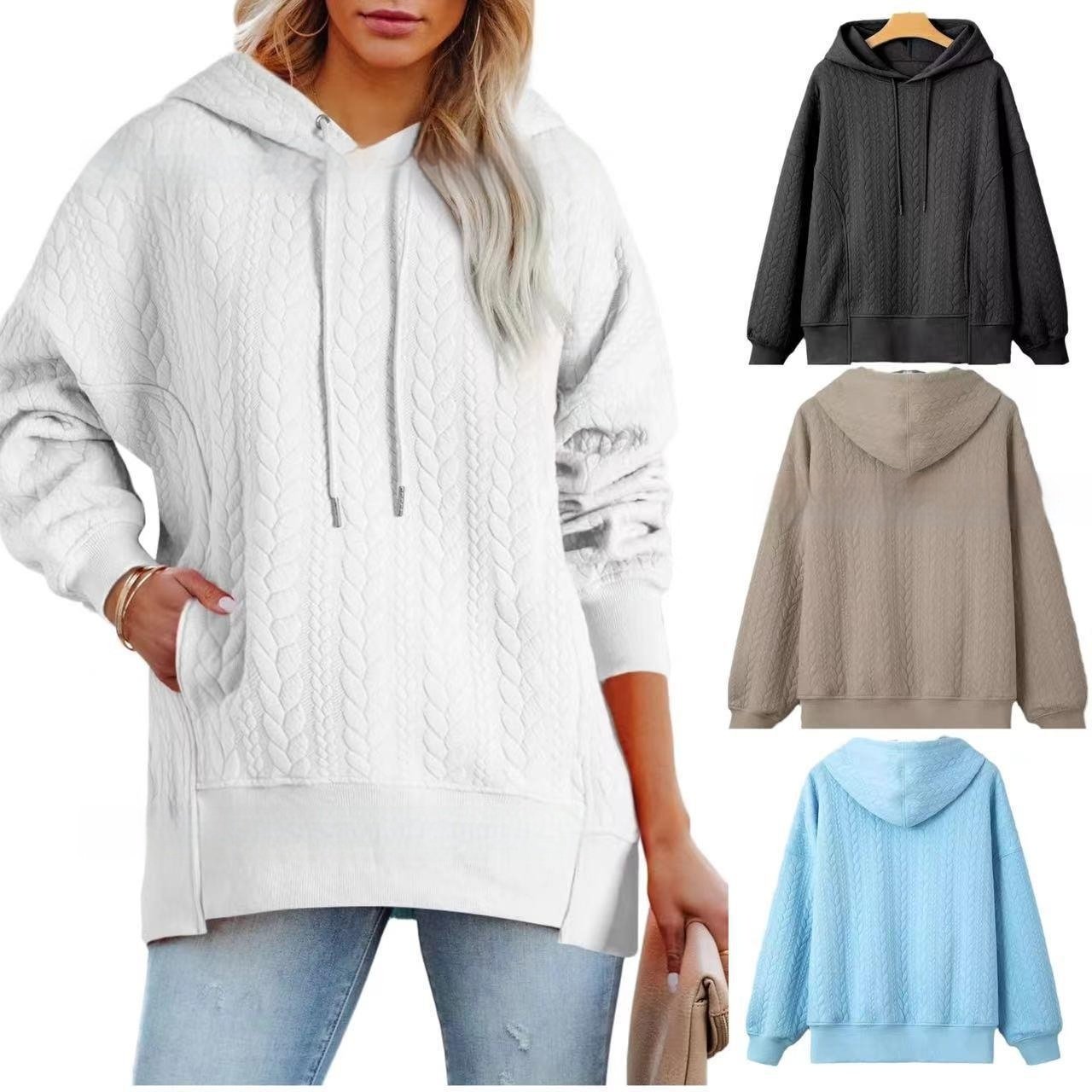 Cozy Cable Knit Hoodie for Women