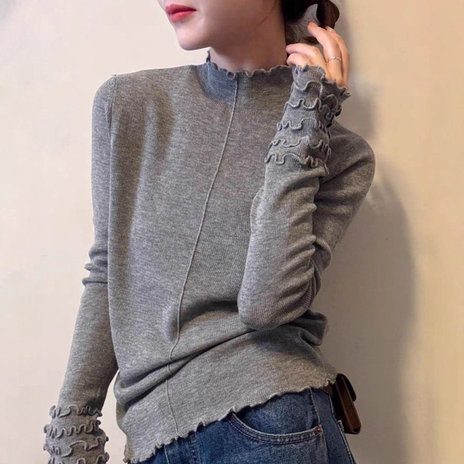 Women's Semi-High Neck Long Sleeve Layering Top