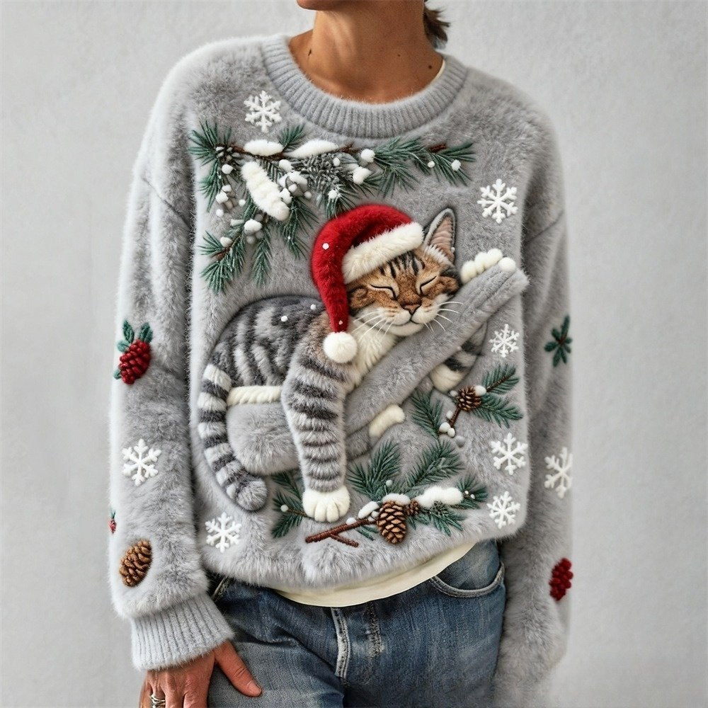 Cozy 3D Christmas Flannel Sweatshirt for Women