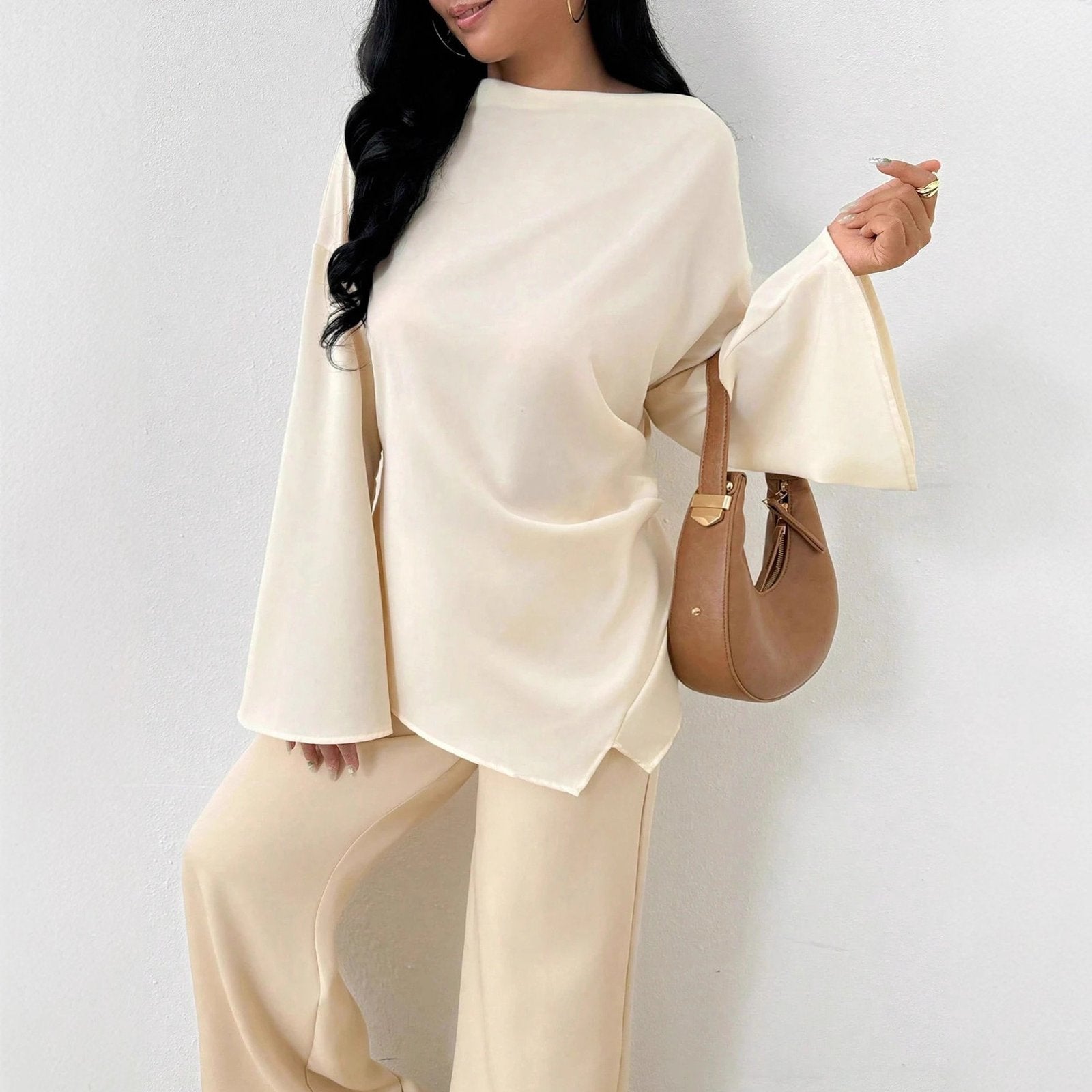 Women's Long Sleeve Irregular Hem Casual Top