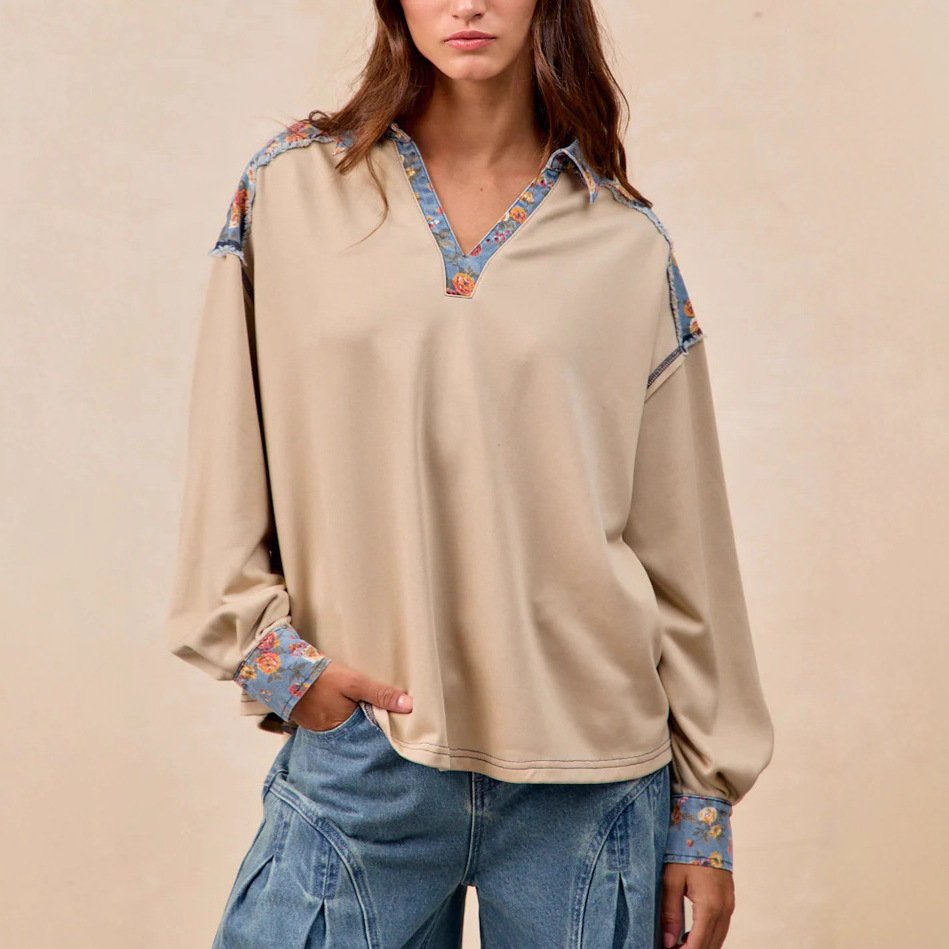 Chic French Casual Patchwork Women's Hoodie