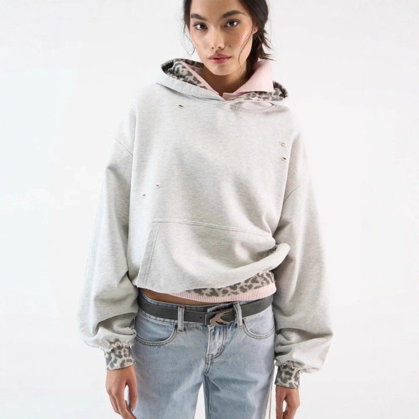 Contrasting Camo Hoodie for Women