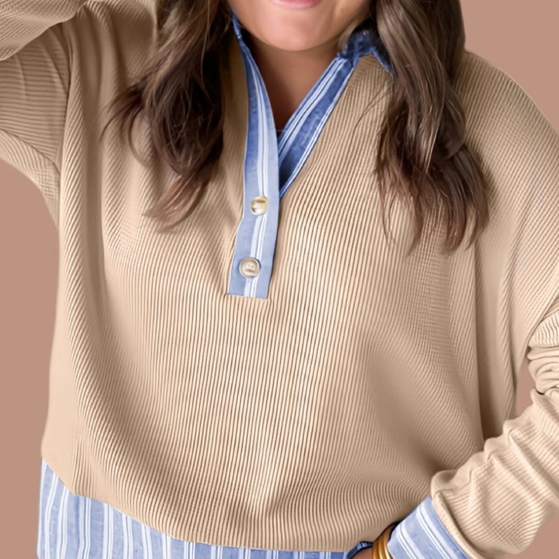 Oversized Striped Knit Turtleneck Top