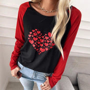 Chic Love Print Long Sleeve Casual Tee for Women