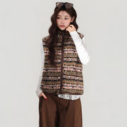 Layering Cardigan Vest for Women - Retro Brown Color Block Style
