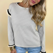 Casual Color-block Striped Loose Top for Women