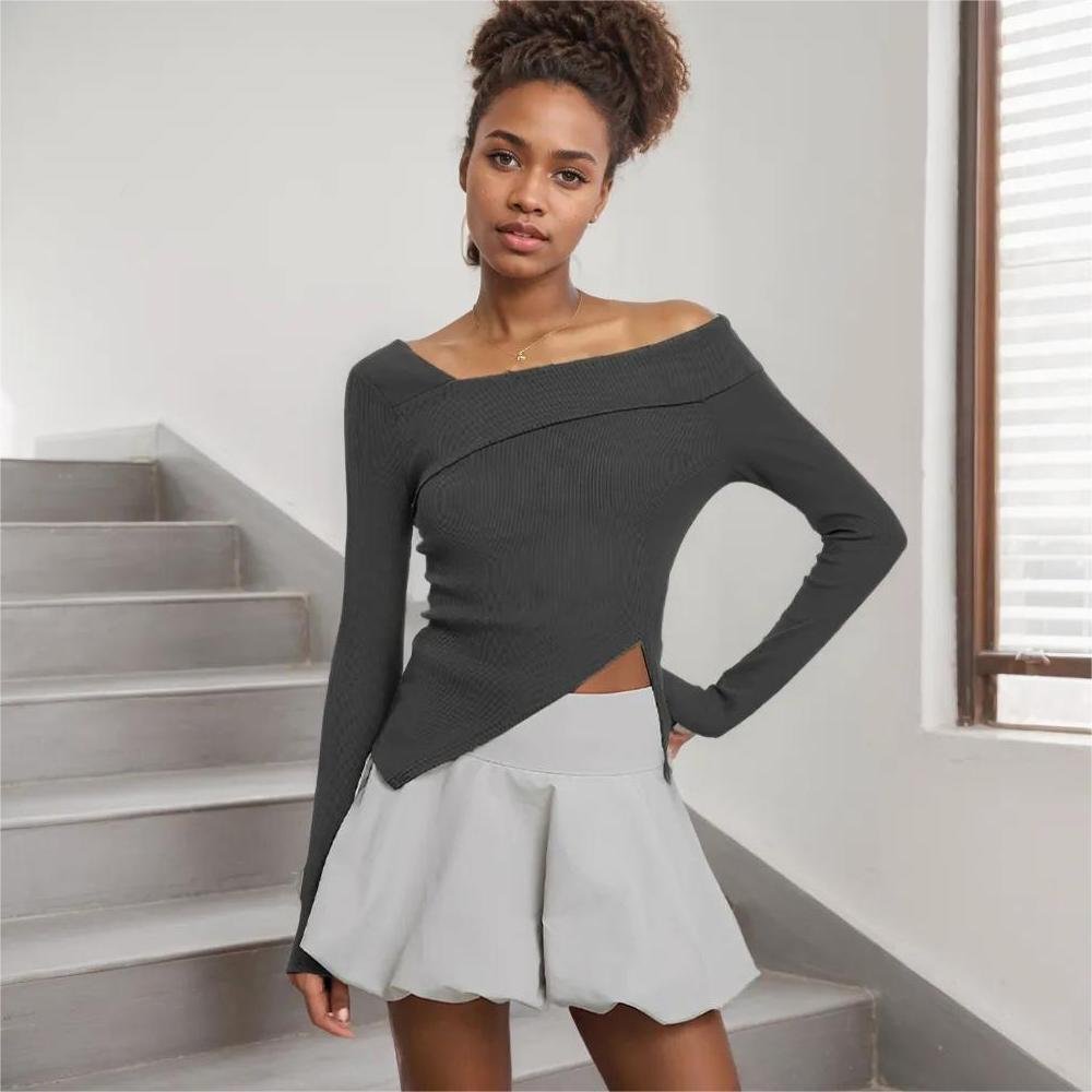 Elegant Slim-Fit Long Sleeve Women's Commuter T-Shirt