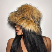 Warm Raccoon Fur Plush Fisherman Hat for Winter