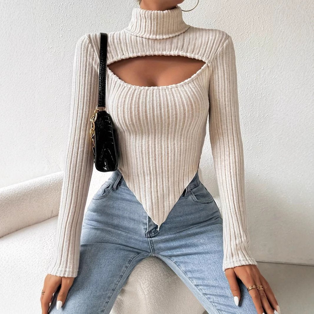 Women's Sexy Hollow-Out Striped Knitted Crop Top