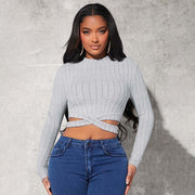 Minimalist Long-Sleeve Crop Top for Women