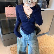 Women's Slim-Fit Long Sleeve Knit Pullover Sweater