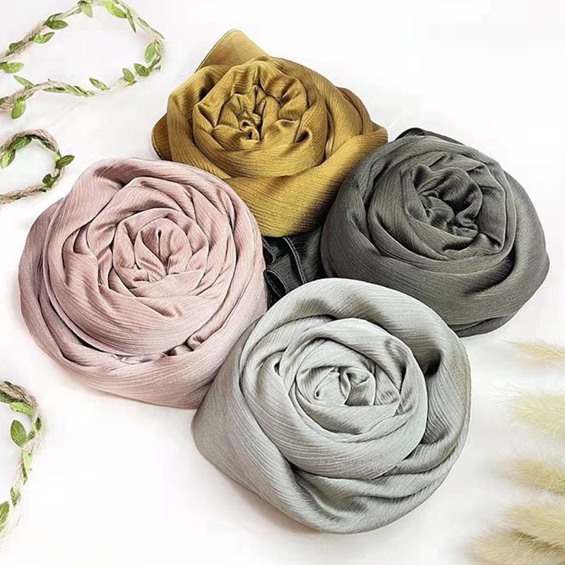 Mid-Length Satin Pleated Scarf for Women