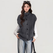 Cozy Grey Knit Vest for Women Autumn Winter