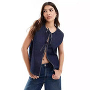 Dark Blue Denim Women's Fashion Vest