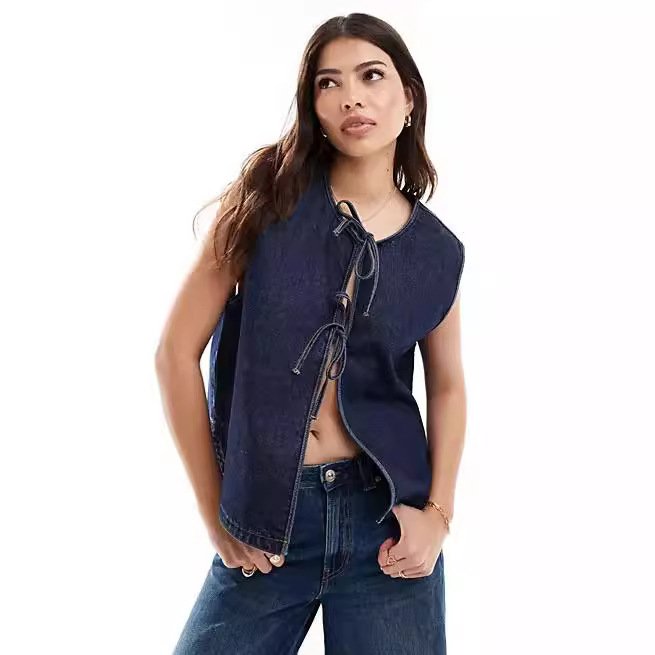 Dark Blue Denim Women's Fashion Vest