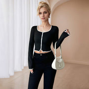 Sexy Slim-Fit Crop Top Long-Sleeve Autumn Blouse