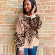 Chic Leopard Print Long Sleeve Shirt with Straps