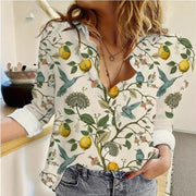 Women's Floral Print Long-Sleeve Loose Casual Shirt