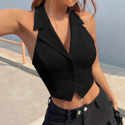 V-Neck Halter Vest Top for Women - Backless Fashion