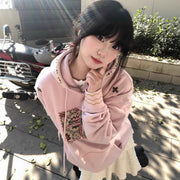 Retro Chic Embroidered Hoodie for Women
