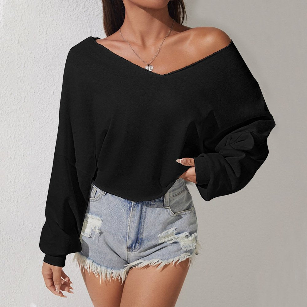 Elegant Off-Shoulder V-Neck Slim Fit Top