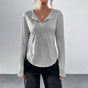Minimalist V-Neck Cotton Tee for Women