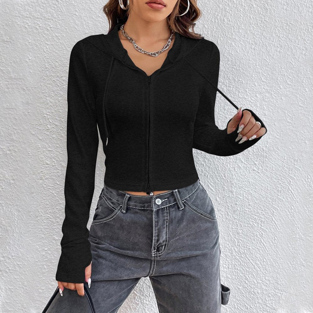 Women's Street Style Zip-Up Long Sleeve Cardigan Top