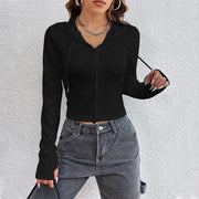 Women's Street Style Zip-Up Long Sleeve Cardigan Top