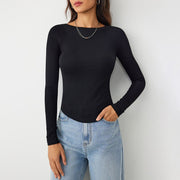 Women's Slim-Fit High-Elastic Knit Long-Sleeve T-Shirt