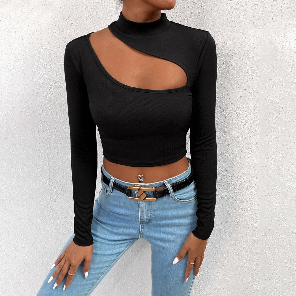 Women's Slim-Fit Long Sleeve Crop Top