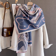 Warm Horse Print Cashmere Scarf for Autumn Winter